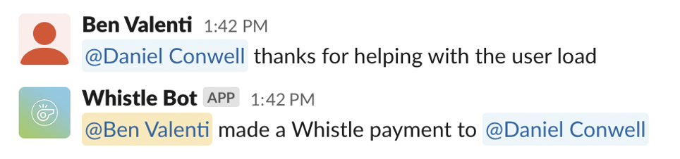 Slack payment message